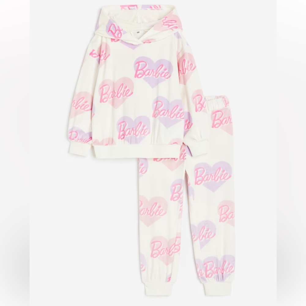 H&M x Barbie Velour Heart Print Set